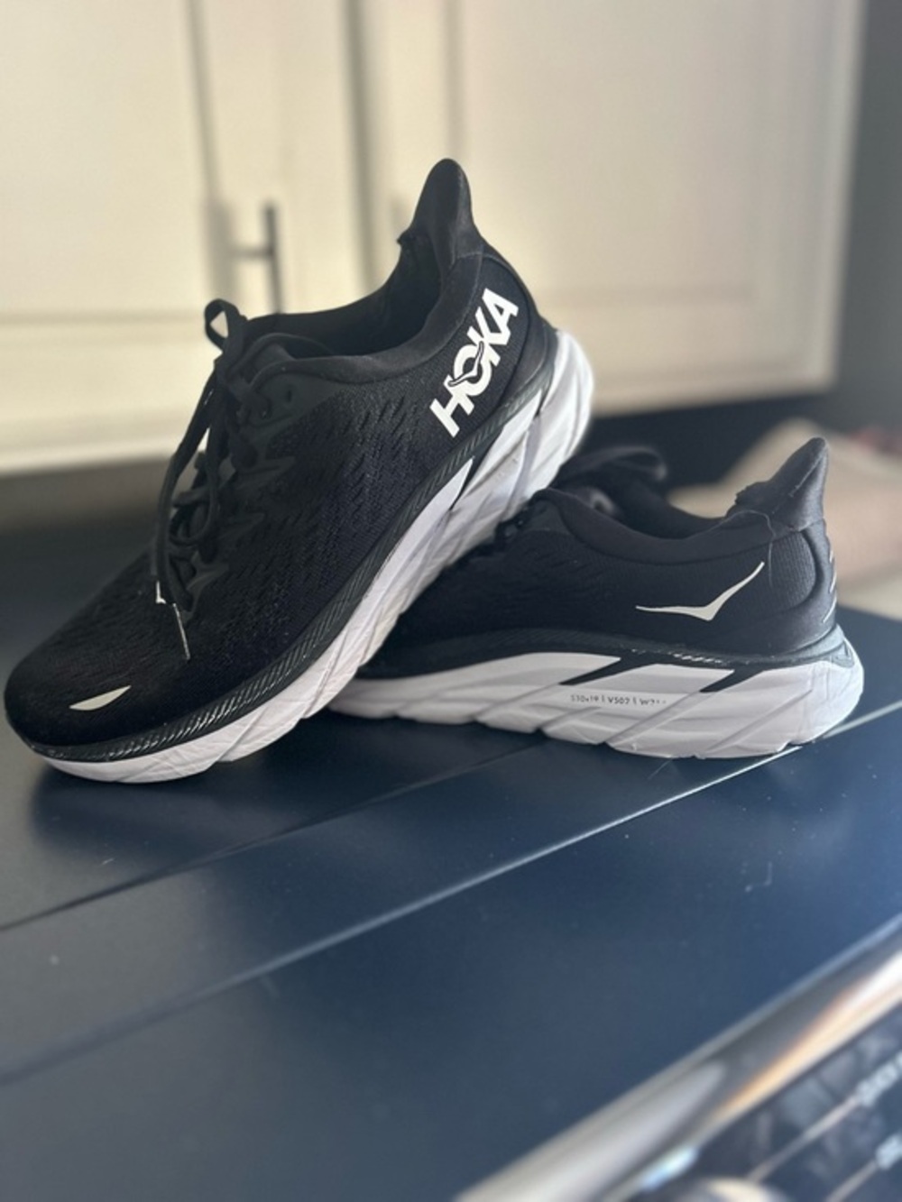 Hoka Black and White Road Running Shoes